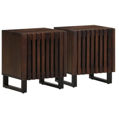 Vidaxl (Solid Mango Wood, 2 Pcs) Bedside Cabinet Home Nightstand Bed Table Side Table Solid Wood Mango - Image 4