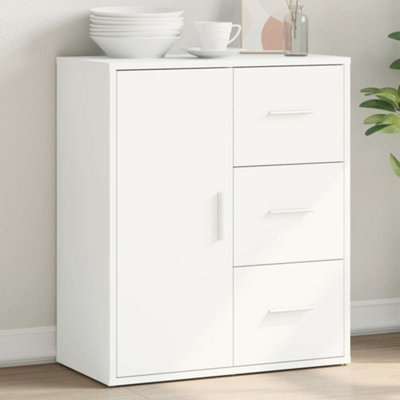 VIDAXL White Sideboard 3 Drawer Wood Storage Cabinet - Image 4