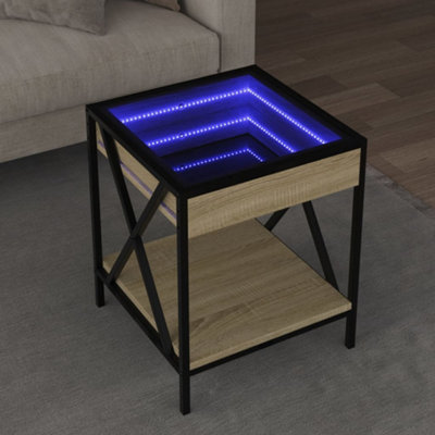 Walplus Coffee Table With Infinity Led Sonoma Oak 40X40X49 Cm
