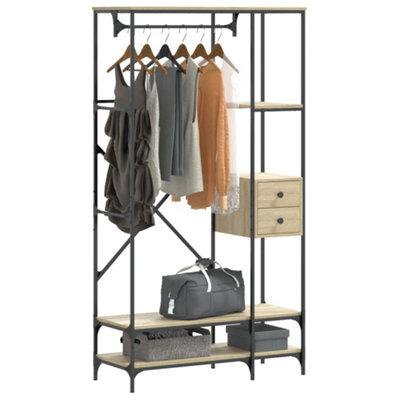 B&Q -  Clothes Rack With Shelves Sonoma Oak Engineered Wood