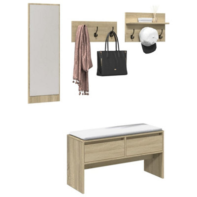 Walplus 4 Piece Hallway Furniture Set Sonoma Oak Engineered Wood