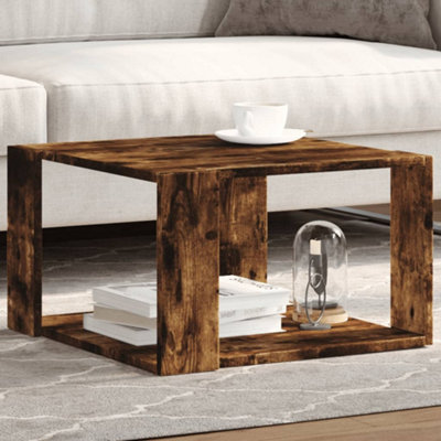 Walplus Coffee Table Smoked Oak 51.5X51.5X30 Cm Engineered Wood
