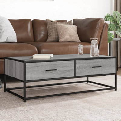 Walplus Coffee Table Sonoma 100X50x35 Cm Engineered Wood And Metal Grey