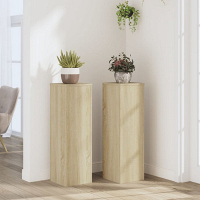 Walplus Plant Stand 2Pcs Sonoma Oak 25X25X80 Cm Engineered Wood