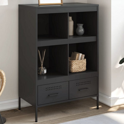 VIDAXL Highboard - 2 Drawers - 4 Open Shelves - Black - Steel - 101.5 x 68 x 39cm - Image 4