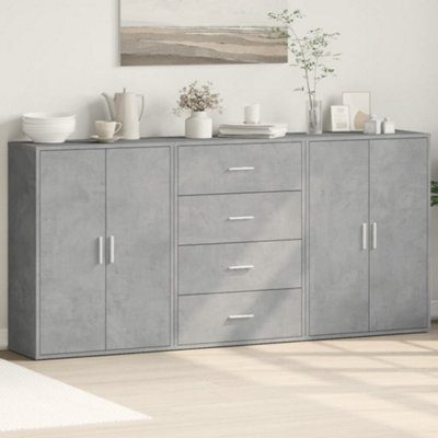 B&Q -  Sideboards 3 Pcs Concrete Grey 60X31X84 Cm Engineered Wood