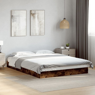 Vidaxl Bed Frame Without Mattress Smoked Oak 140X200 Cm Engineered Wood from B&Q