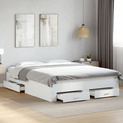 Vidaxl Bed Frame With Drawers Without Mattress White 140X200 Cm from B&Q