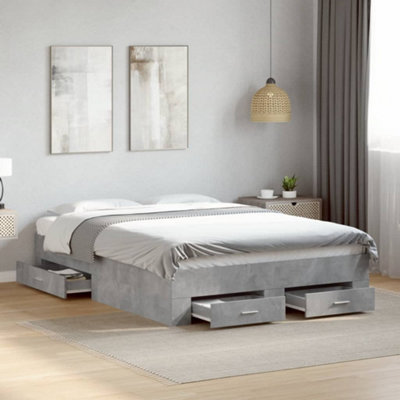 Vidaxl Bed Frame With Drawers Without Mattress Concrete Grey 120X200 Cm from B&Q