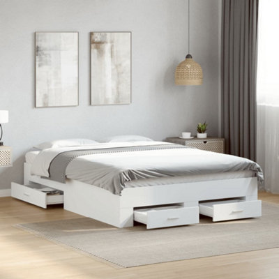 VIDAXL Bed Frame Engineered Wood White 135x190 cm - Image 3