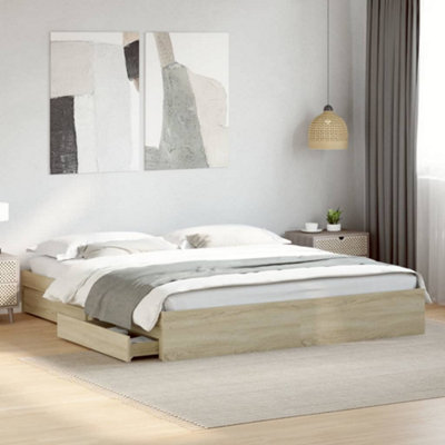 Vidaxl Bed Frame With Drawers Without Mattress Sonoma Oak 180X200 Cm Super King from B&Q