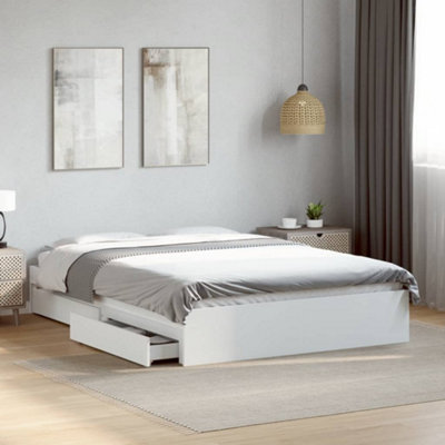 B&Q -  Bed Frame With Drawers Without Mattress White 135X190 Cm Double