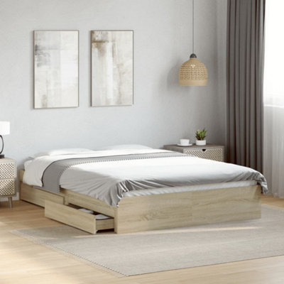 Vidaxl Bed Frame With Drawers Without Mattress Sonoma Oak 135X190 Cm Double from B&Q