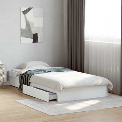 B&Q -  Bed Frame With Drawers Without Mattress White 75X190 Cm Small Single