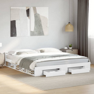 Vidaxl Bed Frame With Drawers Without Mattress White 180X200 Cm Super King from B&Q