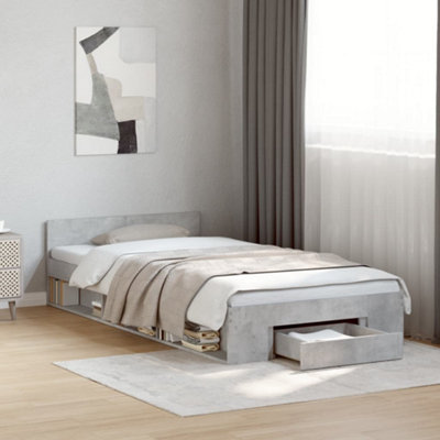 Vidaxl (Concrete Grey, 90 X 190 Cm) Bed Frame With Drawers Bed Base Smoked Oak 200X200 Cm Engineered Wood - Image 3