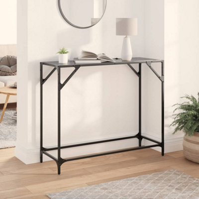B&Q -  Console Table With Black Glass Top 98X35X81 Cm Steel