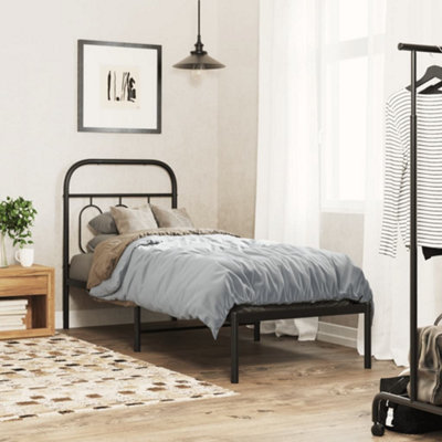 Vidaxl Metal Bed Frame Without Mattress With Headboard Black 75X190Cm from B&Q