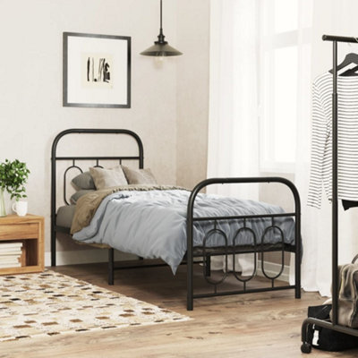 Vidaxl Metal Bed Frame Without Mattress With Footboard Black 75X190Cm from B&Q