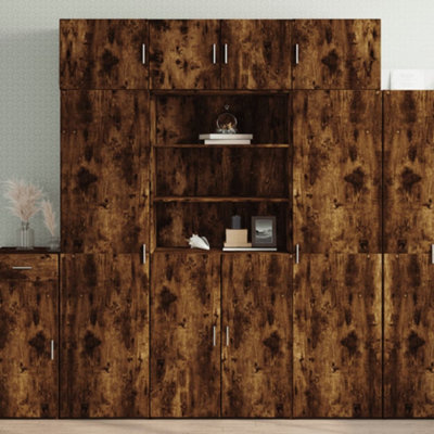 VIDAXL Engineered Wood Highboard - Smoked Oak - Brown - 80x42.5x185 cm - Image 3