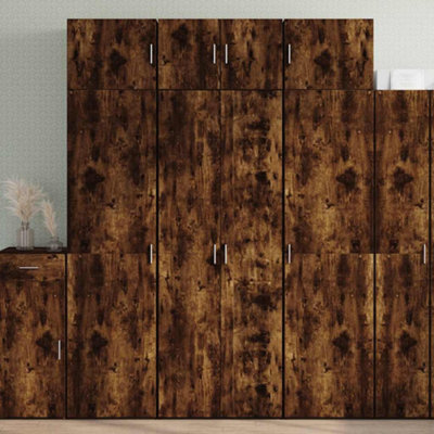 Vidaxl Highboard Smoked Oak 70X42.5x185 Cm Engineered Wood