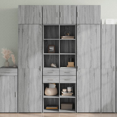 B&Q -  Highboard Grey Sonoma 70X42.5X185 Cm Engineered Wood