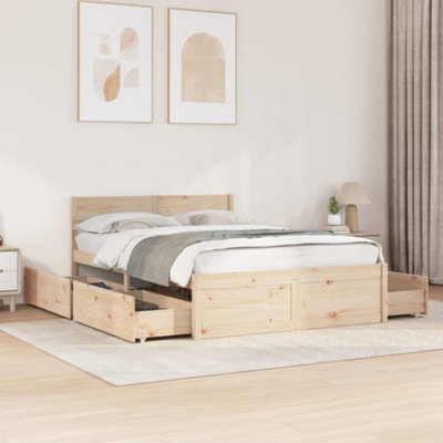 Vidaxl Bed Frame Without Mattress 120X190 Cm Small Double Solid Wood Pine from B&Q