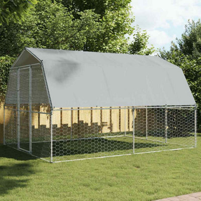 B&Q -  Dog Cage With Roof And Door Silver Galvanised Steel