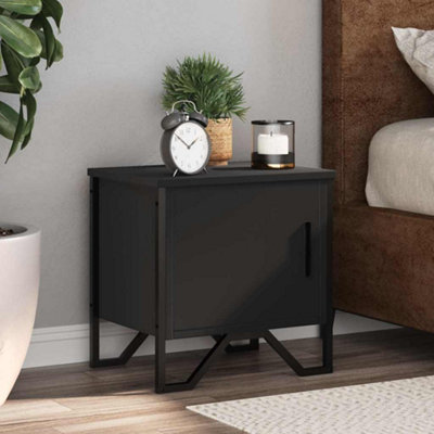 VIDAXL Bedside Cabinet - Engineered Wood - Black - Image 3