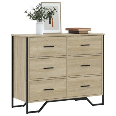 Vidaxl Chest Of Drawers Sonoma Oak 91X35.5x74.5 Cm Engineered Wood