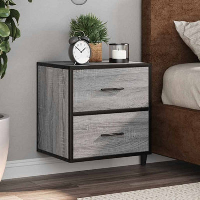 B&Q -  Wall-Mounted Bedside Cabinets 2 Pcs Grey Sonoma 40X31X39.5 Cm Wall-Mounted Bedside Cabinets