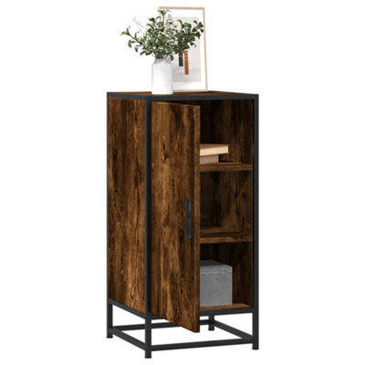 Single Door Smoked Oak Compact Sideboard - Size: 76 X 35.5 X 35Cm - Wilko Brown Vidaxl - Image 3