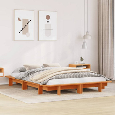 Vidaxl Bed Frame Without Mattress Wax Brown 120X190 Cm Small Double Solid Wood Pine from B&Q