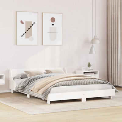 Vidaxl Bed Frame Without Mattress White 150X200 Cm King Size Solid Wood Pine from B&Q