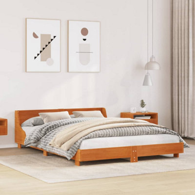 Vidaxl Bed Frame Without Mattress Wax Brown 140X190 Cm Solid Wood Pine from B&Q