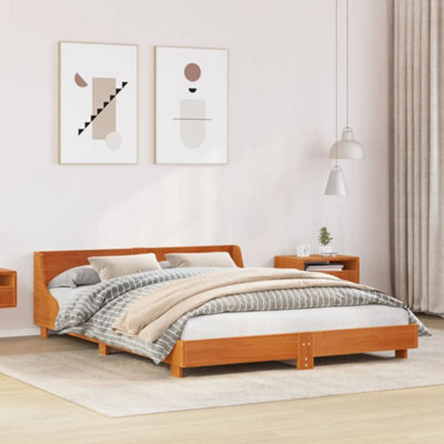 Vidaxl Bed Frame Without Mattress Wax Brown 120X190 Cm Small Double Solid Wood Pine from B&Q
