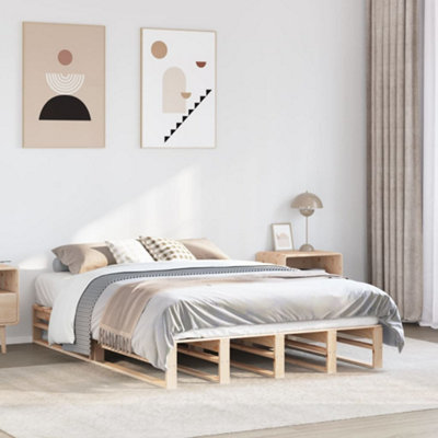 B&Q -  Bed Frame Without Mattress 150X200 Cm King Size Solid Wood Pine