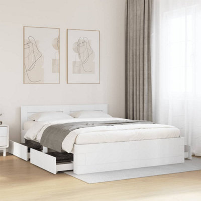 Vidaxl Bed Frame With Headboard Without Mattress White 160X200 Cm from B&Q