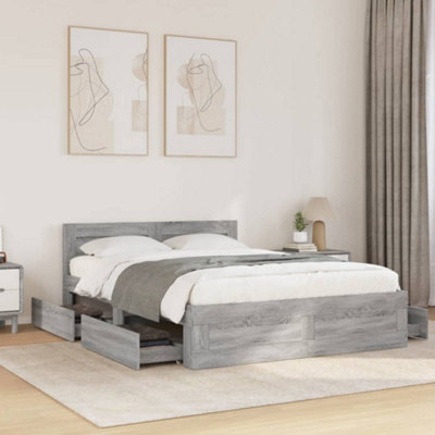 Vidaxl Bed Frame With Headboard Without Mattress Grey Sonoma 140X200 Cm from B&Q