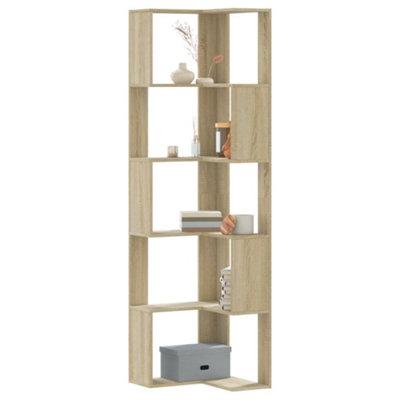 B&Q -  Corner Bookcase 5-Tier Sonoma Oak 50X50X179 Cm Engineered Wood