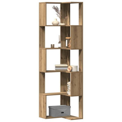 vidaXL Artisan Oak Corner Bookcase 10 Shelf Oak - Image 4
