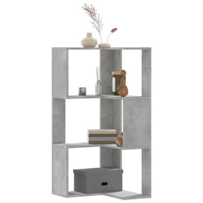 B&Q -  Corner Bookcase 3-Tier Concrete Grey 50X50X102 Cm Engineered Wood
