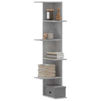 B&Q -  Wall Corner Shelf Concrete Grey 36.5X36.5X140 Cm Engineered Wood