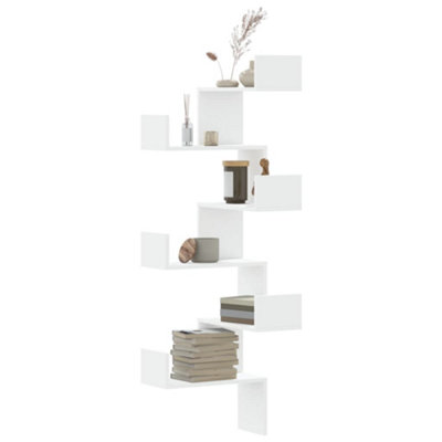 B&Q -  Wall Corner Shelf White 45X45X147 Cm Engineered Wood