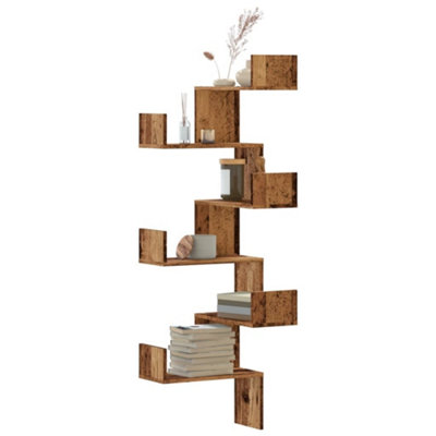 Vidaxl Wall Corner Shelf Old Wood 45X45X147 Cm Engineered Wood from B&Q
