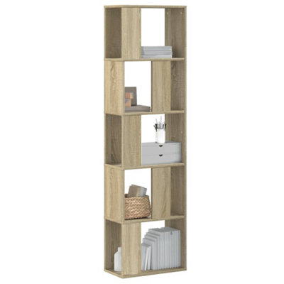 vidaXL - Bookcase - 5-Tier - Sonoma Oak - 45x23.5x162.5 cm - Brown - Image 4