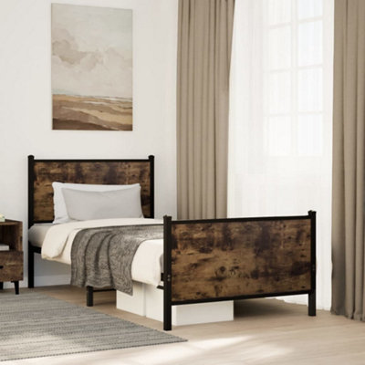 Vidaxl Metal Bed Frame Without Mattress Smoked Oak 90X200 Cm from B&Q