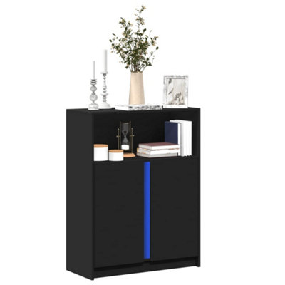 Vidaxl Sideboard With Led 77X34x100 Cm Engineered Wood Black