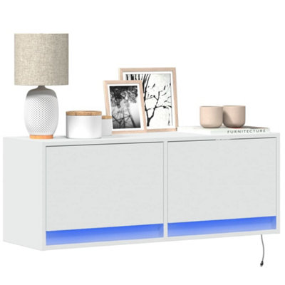 B&Q -  Tv Wall Cabinet With Led Lights White 100X31X35 Cm
