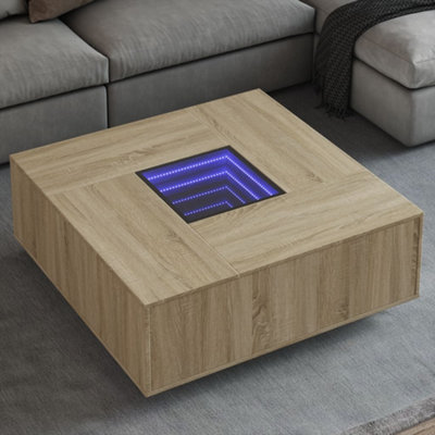 Walplus Coffee Table With Infinity Led Sonoma Oak 100X100X40 Cm